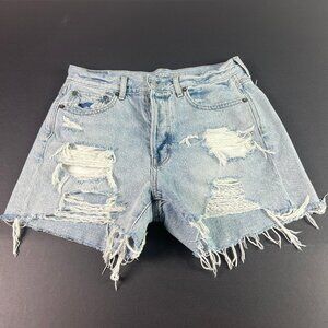 American Eagle Shorts Womens 30* 90s Boyfriend Blue Cut Off  Stretch Jorts Tag 6
